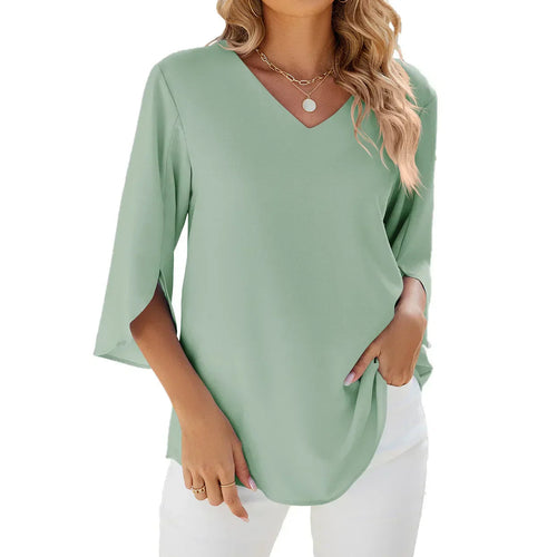 Bluse Damen mit V-Ausschnitt und Dreiviertelärmeln