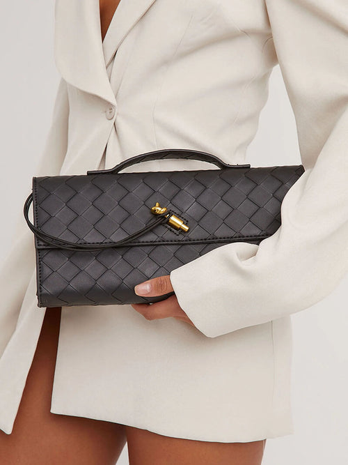 Handtasche Damen geflochten mit Metallverschluss