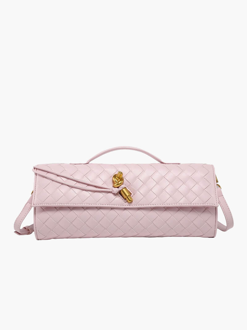Handtasche Damen geflochten mit Metallverschluss - Rosa