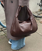Handtasche Damen geflochten mit weichem Fall, geräumig - Braun