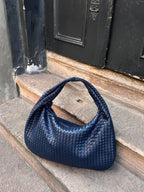 Handtasche Damen geflochten mit weichem Fall, geräumig - Blau
