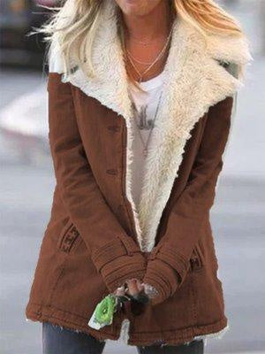 Jacke Damen in Veloursleder-Optik mit Teddyfutter - Dunkelbraun