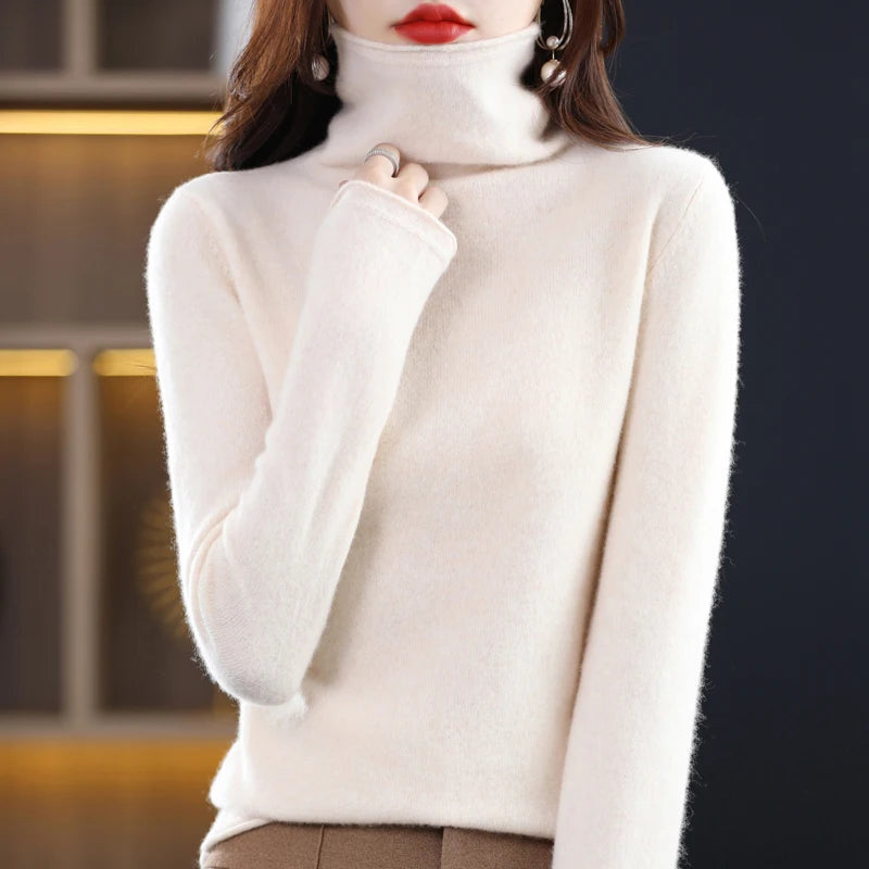 Rollkragenpullover Damen weich mit hohem Kragen