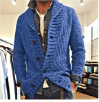 Strickjacke Herren aus Grobstrick mit Schalkragen - Blau